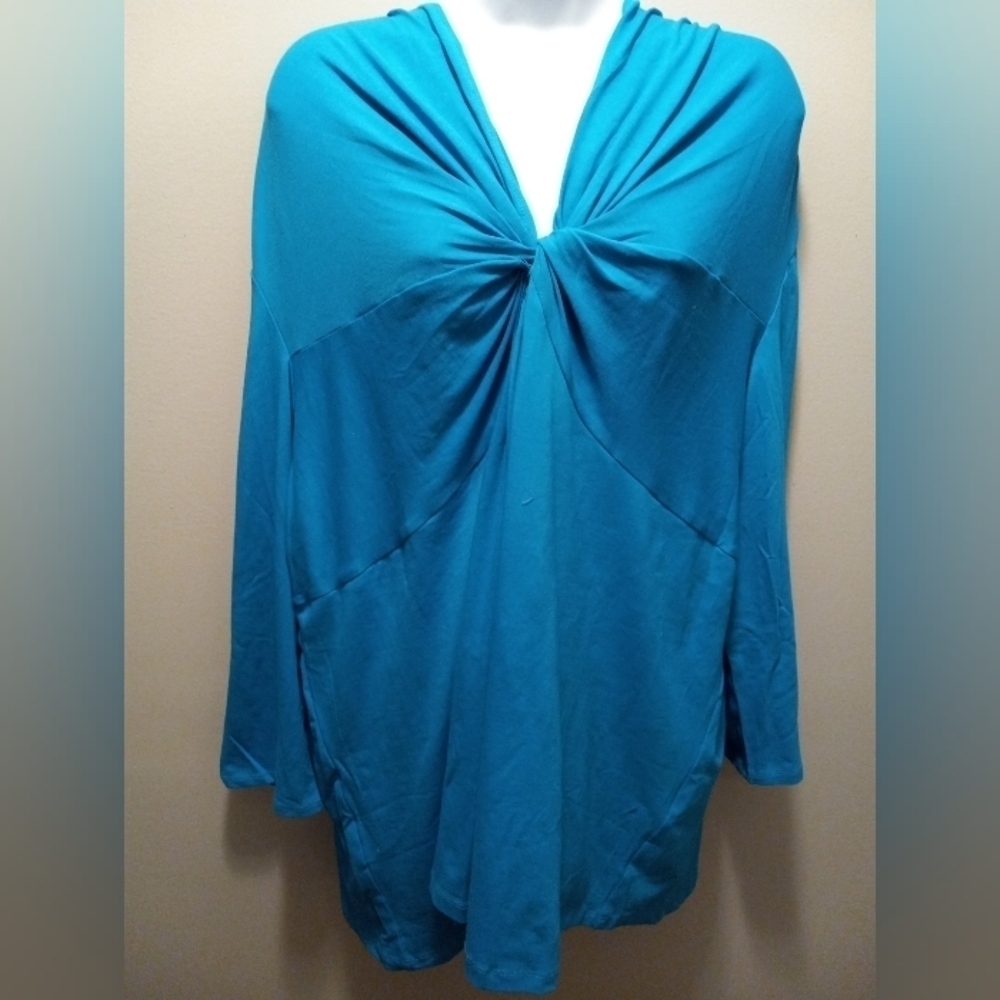 IMAN  Twisted Knot Front Tunic Plus Size 3X Teal, NWT